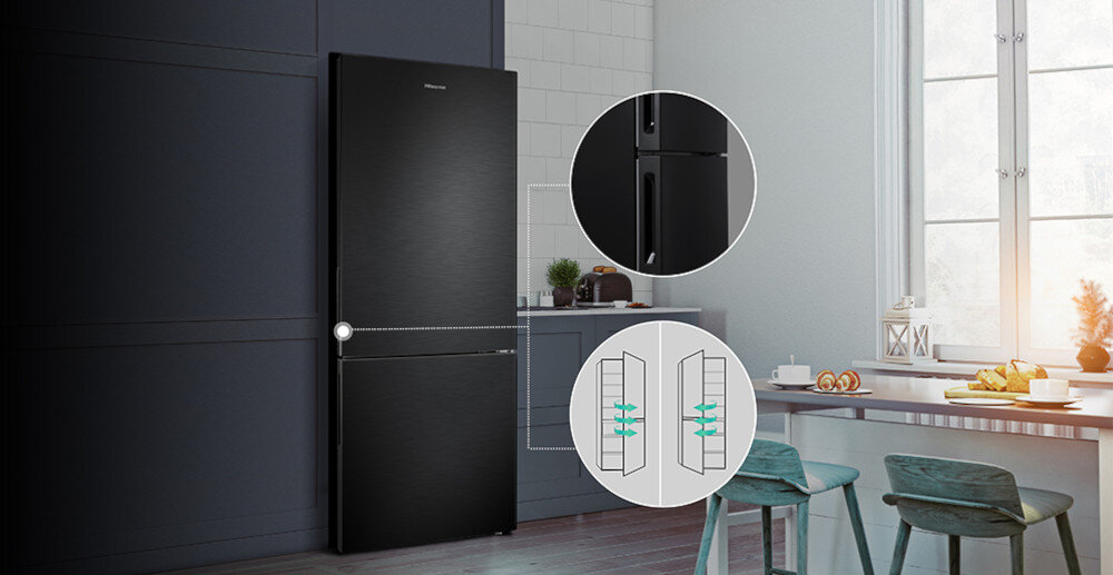 Lodówka HISENSE RT641N4AFE1 zmiana kierunku otwierania drzwi  design
