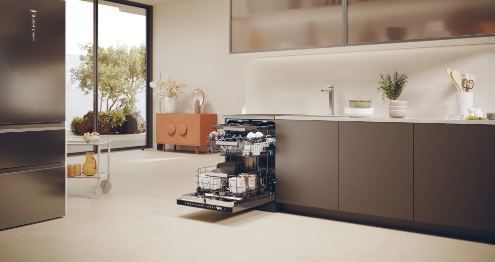 Zmywarka HAIER XF 6B0M3PDA AI Aqua Stop niezawodny silnik inwerterowy cicha praca bezszczotkowy wydajność niezawodność