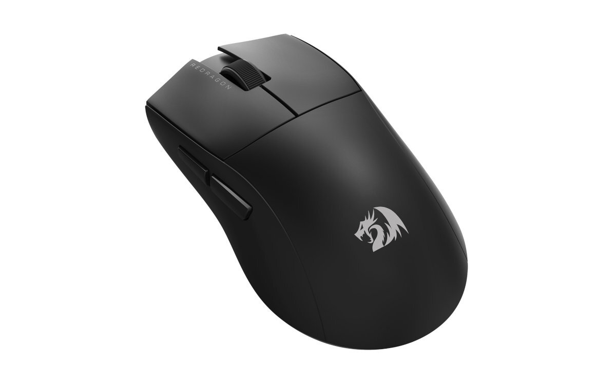 REDRAGON M916-LIT-1K Redragon M916-LIT-1K mysz gamingowa przełączniki Huano o żywotności do 20 milionów kliknięć baterię o pojemności 400 mAh trzy sposoby połączenia, pięć programowalnych przycisków, szeroki zakres DPI od 1000 do 8000, polling rate do 1000 Hz zaawansowane oprogramowanie z dwoma profilami użytkownika - mysz w kolorze czarnym na białym tle