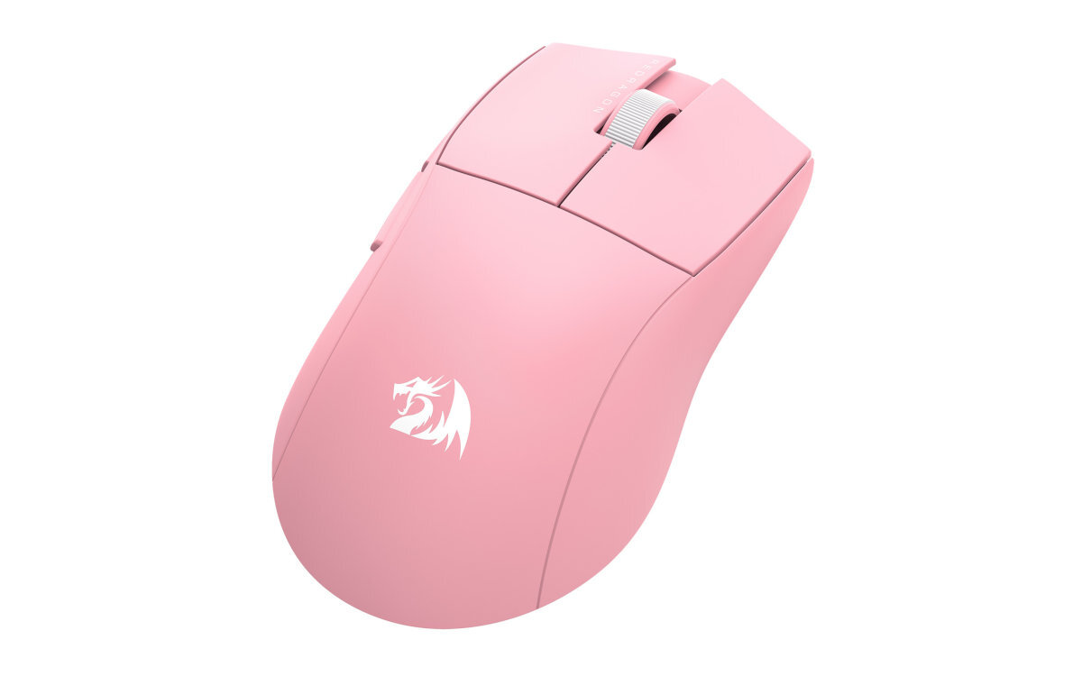 REDRAGON M916-LIT-1K osobach praworęcznych naturalnego ułożenia dłoni odpowiedniemu wyprofilowaniu przyciski - mysz w kolorze różowym od góry na białym tle