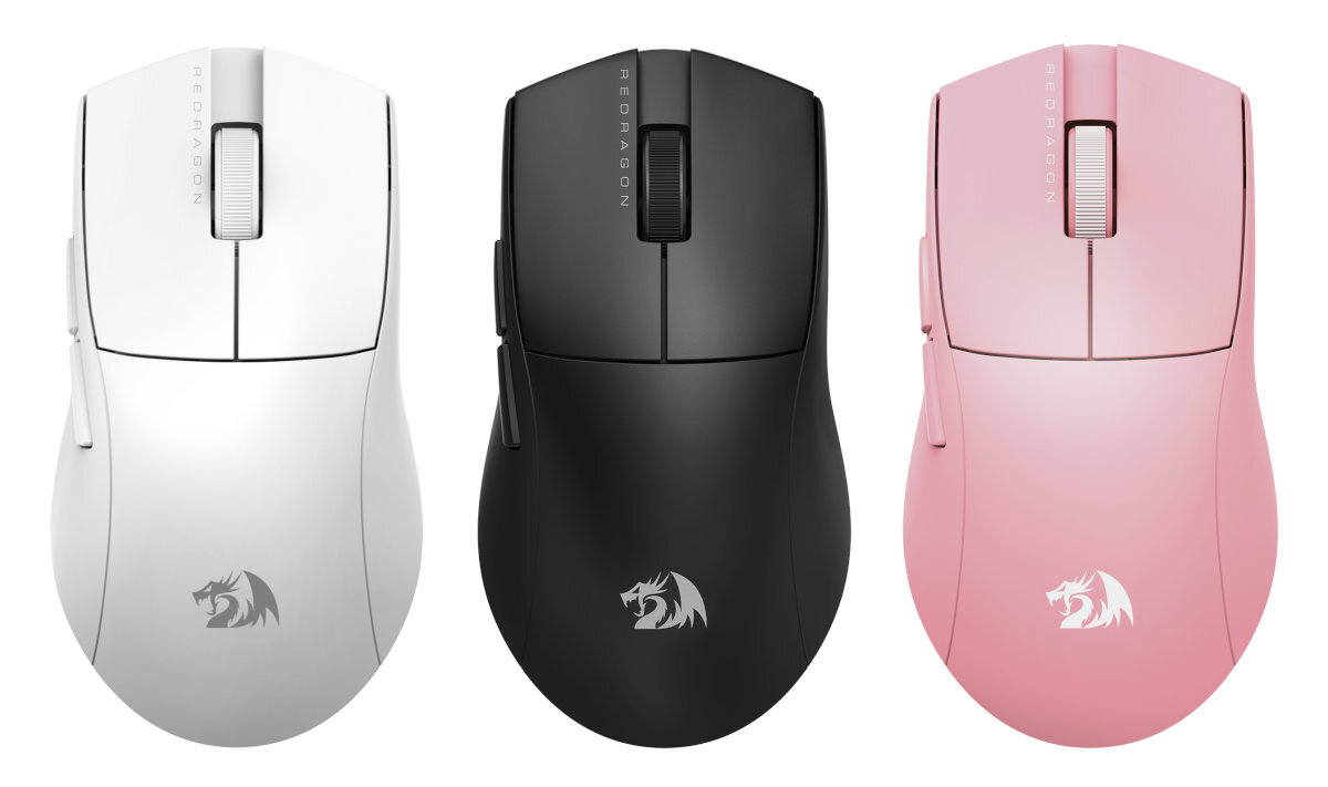 REDRAGON M916-LIT-1K Redragon M916-LIT-1K trzech wersjach kolorystycznych: czarnej, białej oraz różowej stylowo i estetycznie - mysz w trzech kolorach od góry