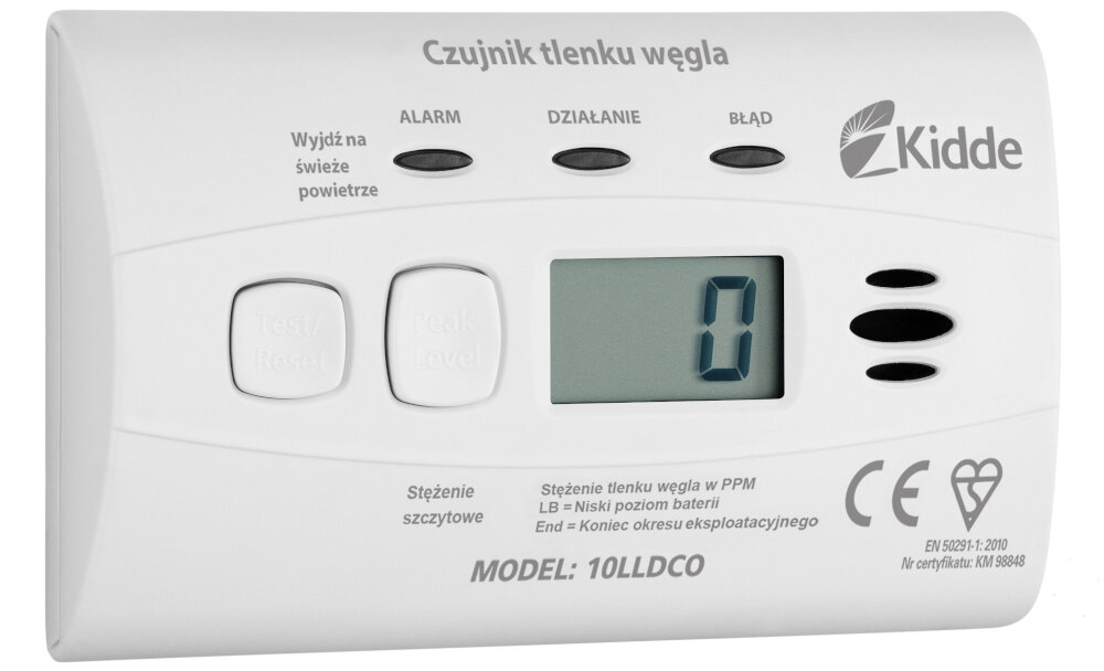 Czujnik tlenku węgla (czadu) KIDDE 10LLDCO zgodnosc normy