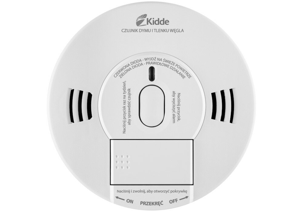 Czujnik dymu i tlenku węgla (czadu) KIDDE 10SCO wyglad front sensory elektrotechniczne