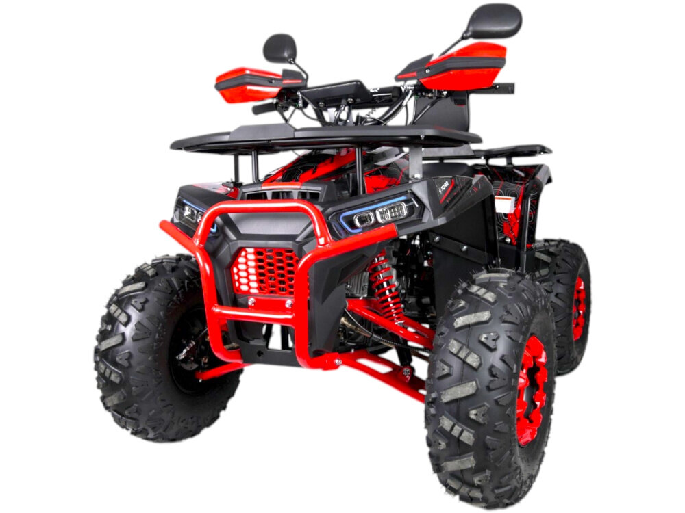 Quad TORQ Madox 125 1+1 MAD125RB-1 Czerwony quad na białym tle widoczny od przodu pod skosem do rekreacyjnej jazdy nie ma homologacji do 50 km/h do 150 kg