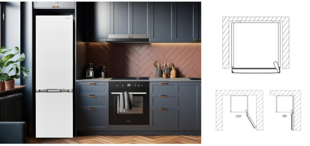 LODÓWKA SHARP SJ-FBA05DTXWE-EU Ustaw tam gdzie chcesz zmiana kierunku otwierania drzwi kąt 90 stopni