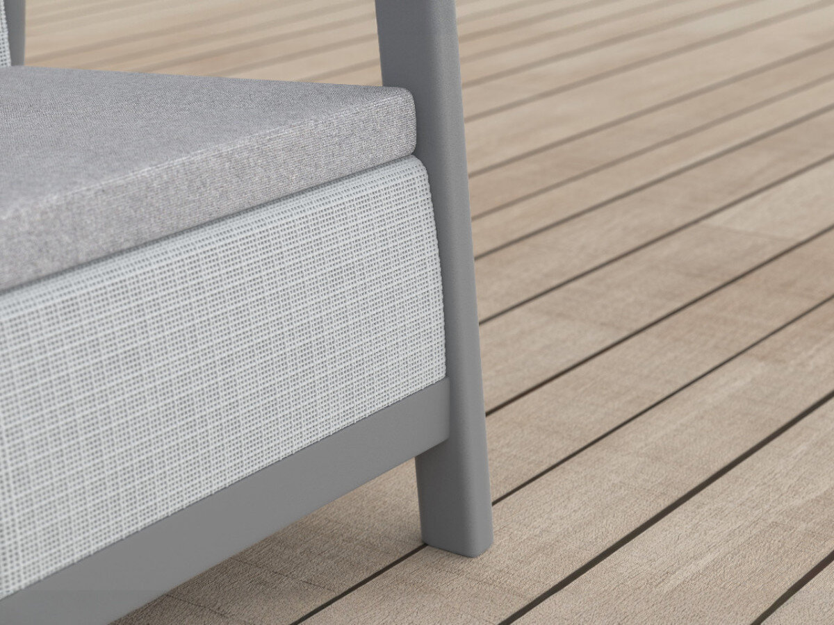 Zestaw mebli ogrodowych KETER Scandi Linea 264035 Jasnoszary, juta, estetyka, szary, meble, Detal tekstury mebli Scandi Linea o unikalnym splocie juty.