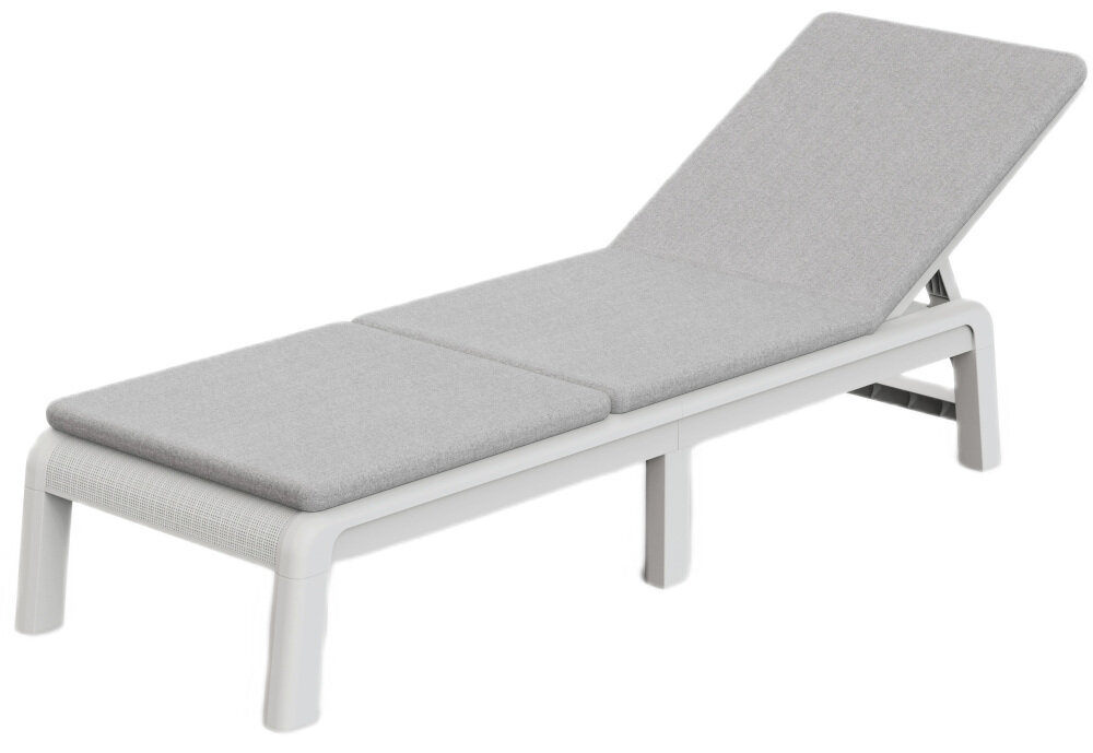 Leżak KETER Atlas Sunlounger 271481 Biały + Jasnoszary zdjęcie lifestyle Stylowa kolorystyka Połączenie białego i jasnoszarego odcienia