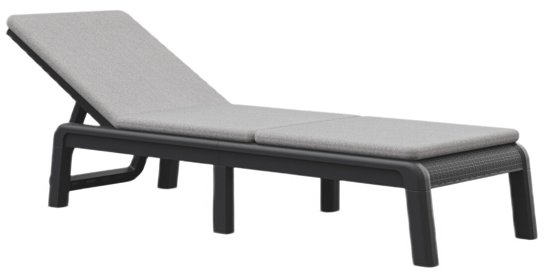 Leżak KETER Atlas Sunlounger 271479 Grafitowy + Jasnosszary zdjęcie lifestyle Stylowa kolorystyka Połączenie grafitu i jasnoszarego odcienia