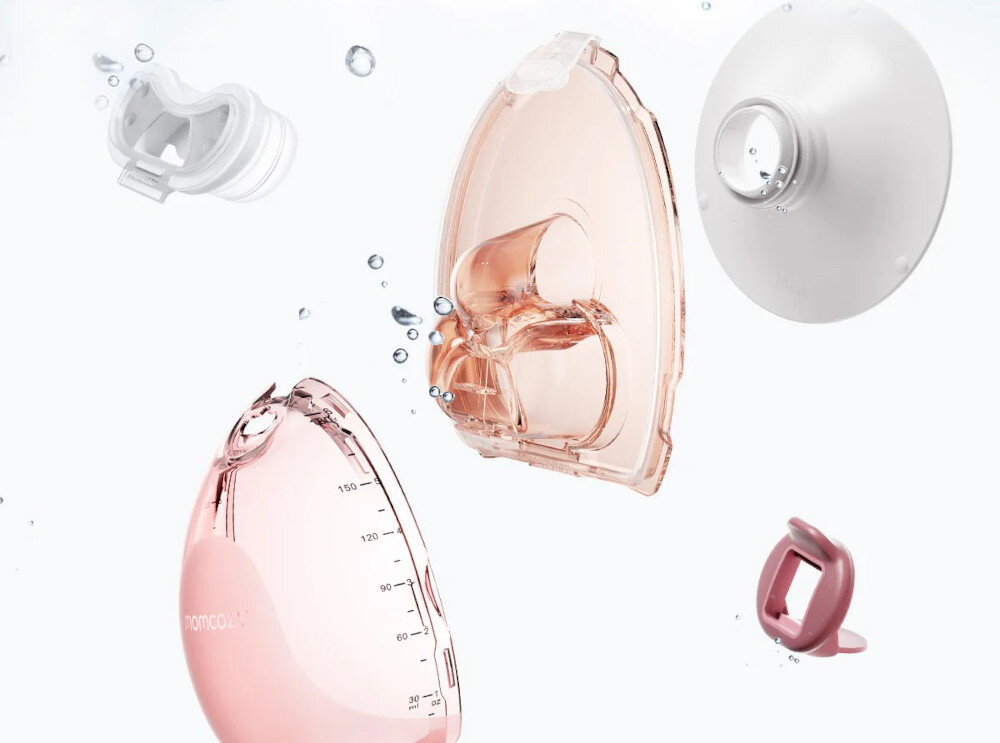 Laktator MOMCOZY Air 1 Podwójny Różowy Higiena i łatwa pielęgnacja z pięciu elementów montaż i demontaż zajmuje kilka sekund