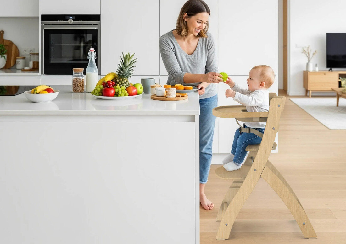 Krzesełko do karmienia NENO Pino 2w1  3-punktowe pasy bezpieczeństwa W połączeniu z wyprofilowanym oparciem i regulowanym podnóżkiem