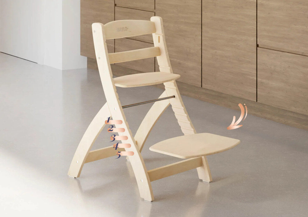 Krzesełko do karmienia NENO Pino 2w1 podnóżek z pięciostopniową regulacją posiłek wsparcie rozwiązanoe