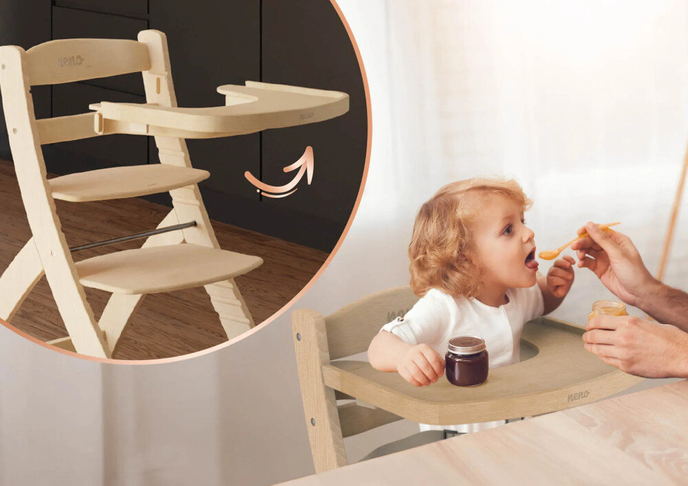 Krzesełko do karmienia NENO Pino 2w1 Odpinana tacka wyposażenie Tacka jest łatwa w demontażu dopasowanie rozwój