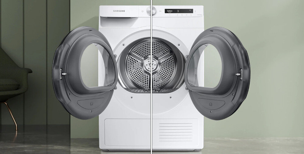 Suszarka SAMSUNG DV80T5220TW Optimal Dry przezroczyste drzwi, zmiana kierunku otwierania drzwi