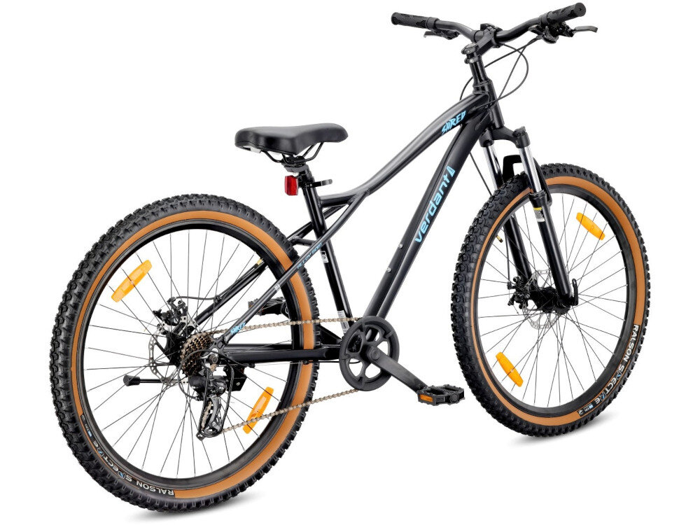 Rower górski MTB SUN BABY Verdant Shred D03.03.11.5.2.2 U19 29 cali Czarny rower na białym tle widoczny od tyłu pod skosem pojedynczy łańcuch marki YBN do płynnej pracy napędu łatwa zmiana biegów odpowiednia wytrzymałość na rozciąganie i codzienne użytkowanie