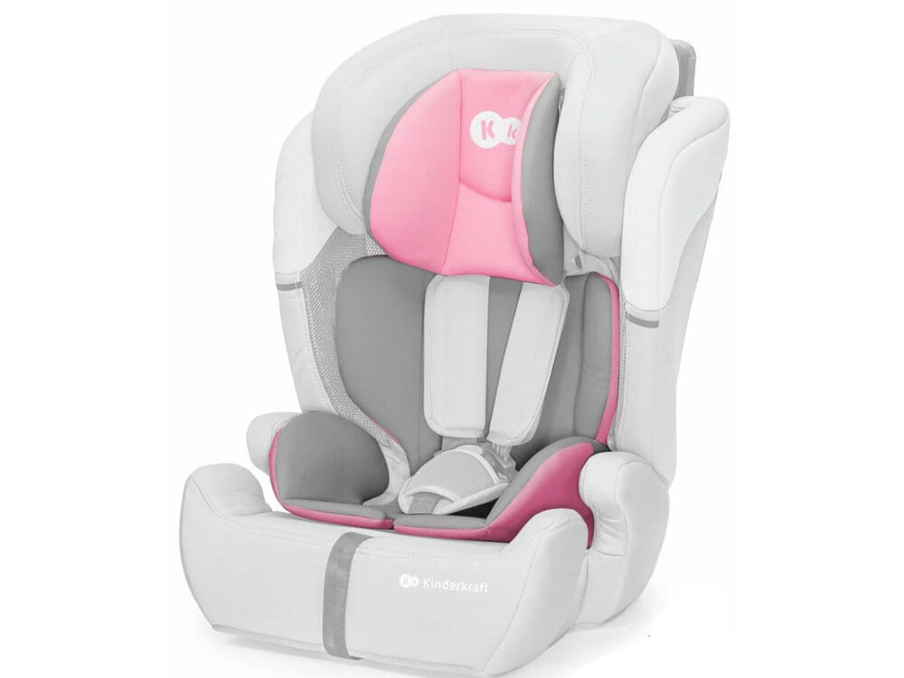 Fotelik samochodowy KINDERKRAFT Comfort Up I-Size 9-36 kg Różowy wkladka miekka wygodna pelen komfort pokroweic mozna sciagnac i wyprac
