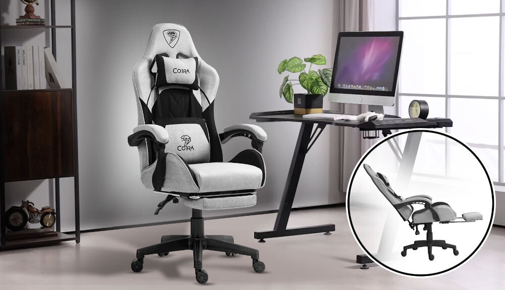 Fotel COBRA Player 5.0 CRF50 Jasnoszaro-czarny + podnóżek