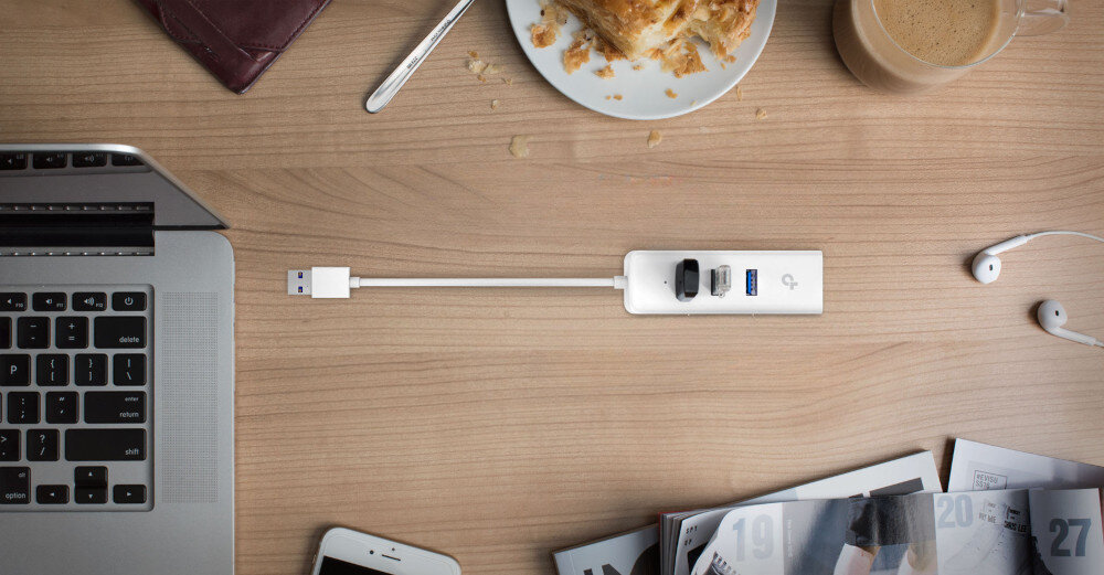 Karta sieciowa TP-LINK UE330 trzy dodatkowe porty USB 3.0 10 razy większą USB 2.0 gigabitowa karta sieciowa Ethernet ultrabooki, chromebooki, laptopy czy komputery