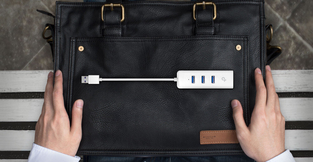Karta sieciowa TP-LINK UE330 3-portowego Huba USB-A 3.0 kompaktowym rozmiarze (31 x 23 x 96 mm)