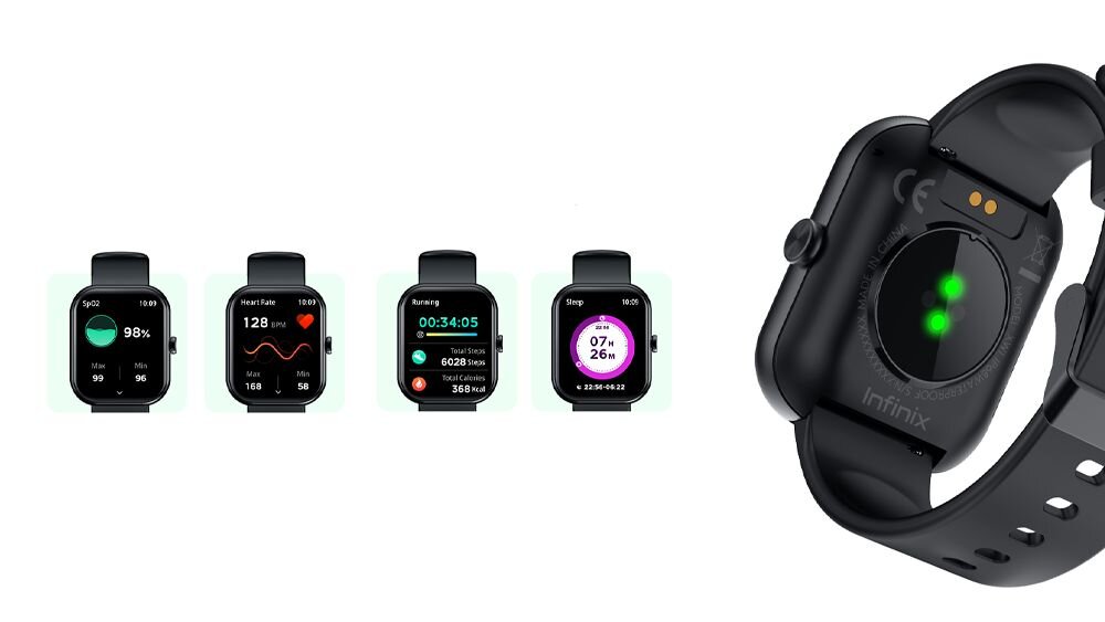 Smartwatch INFINIX XWatch 1 monitorowanie zdrowia saturacja tetno