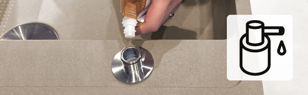 DOZOWNIK PŁYNU DO NACZYŃ FRANKE ACTIVE SM 119.0547.906 ikona wizualizacja uzupełnianie płynu ikona Wygodne napełnianie od góry prosto szybko łatwo