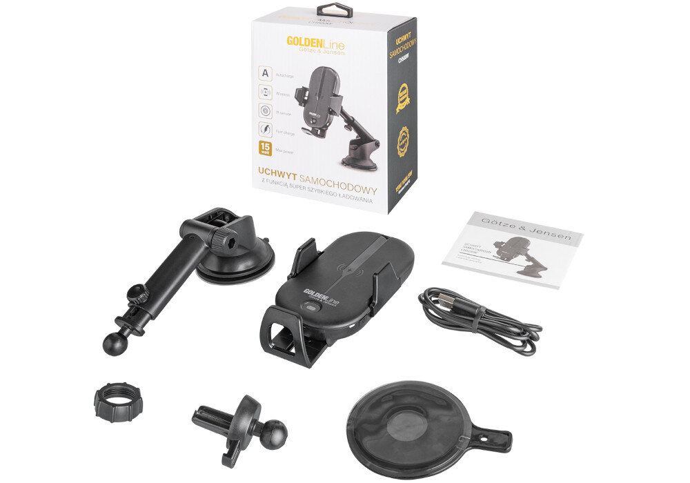 Uchwyt samochodowy GÖTZE & JENSEN CH500W zestaw zawartosc instrukcja