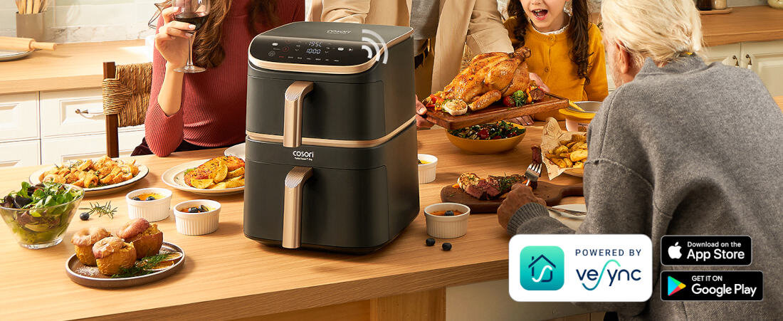 Air Fryer Frytkownica beztłuszczowa COSORI Turbo Tower Pro Smart CAF-DC123S-DEUR (WiFi) Gotowanie zdalne Ustawiaj temperaturę, czas i programy przepisy z całego świata