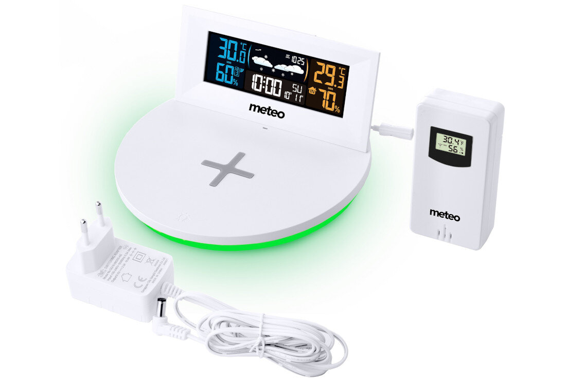 Stacja pogody METEO SP94 Precyzyjne dane wilgotność ciśnienie atmosferyczne piktogramy funkcja pogodynki Zakres zasięgu czujnika Wyświetlacz na czujniku