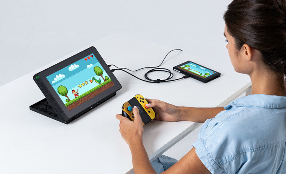 Tablet graficzny HUION Kamvas 12 Pomarańczowy ekran powłoka laminowanie odblaski kąt widzenia