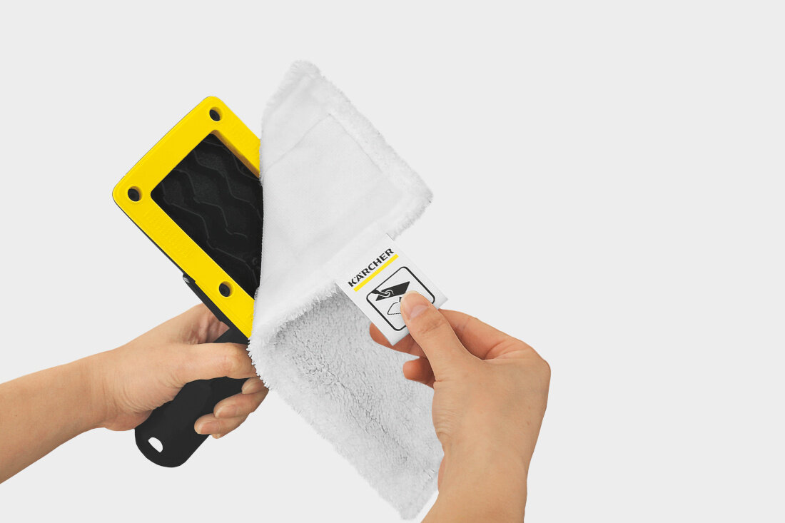 Parownica KARCHER SC 3 EasyFix Zestaw z ssawką do okien EU 1.513-664.0 Higieniczna wymiana pada System mocowania na rzep bez kontaktu z brudem wygoda komfort higiena praca szybka wymiana