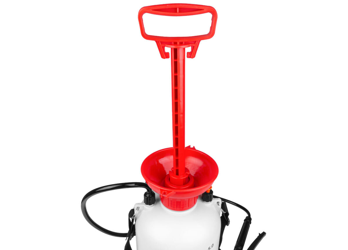 Opryskiwacz ciśnieniowy MAPOWER MPSP01 5L, polietylen, trwałość, odporność, uszkodzenia, na białym tle zbliżenie na tłok opryskiwacza