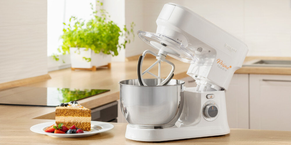 Robot kuchenny planetarny SENCOR STM 3760WH 1000W z blenderem kielichowym, maszynką do mięsa dania desery ciasta maszynka do mięsa blender