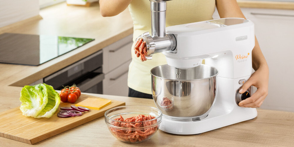 Robot kuchenny planetarny SENCOR STM 3760WH 1000W z blenderem kielichowym, maszynką do mięsa osłonki ciasteczka makaron 4 różne nakładki