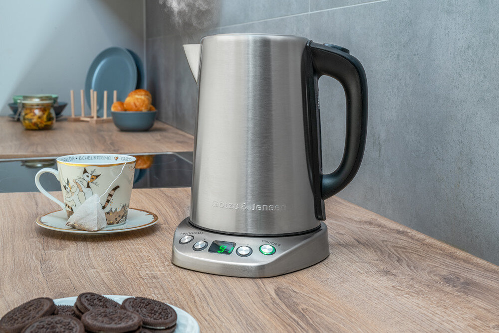 Czajnik GÖTZE & JENSEN KT901X Inox pojemność 1.7L regulacja temperatury wyświetlacz LED