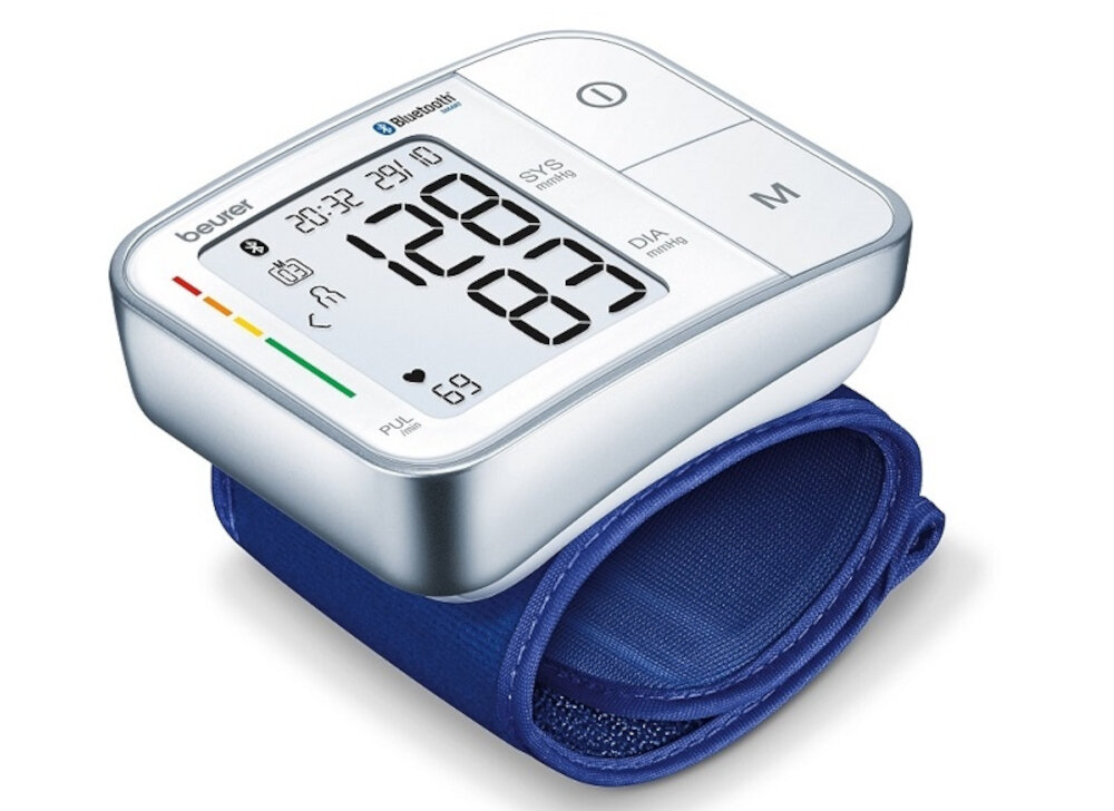 Ciśnieniomierz BEURER BC 57 nowoczesne rozwiązania moduł Bluetooth smartfona kompatybilne z aplikacją Beurer HealthManager regulowany mankiet w obwodzie
