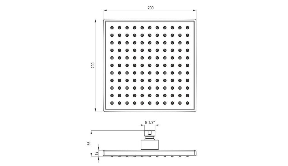 GŁOWICA NATRYSKOWA DEANTE WRZOS NAC 03QK CHROM wymiary klasa przepływ Długość Szerokość Wysokość