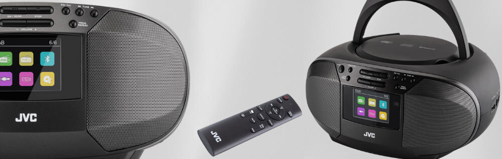 Radioodtwarzacz JVC RD-E664B-DAB+ Bluetooth Czarny budzik drzemka kolorowy ekran pilot wygodna obsługa