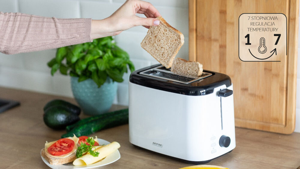 Toster MPM MTO-07 Biało-czarny 7-stopniowa regulacja temperatury