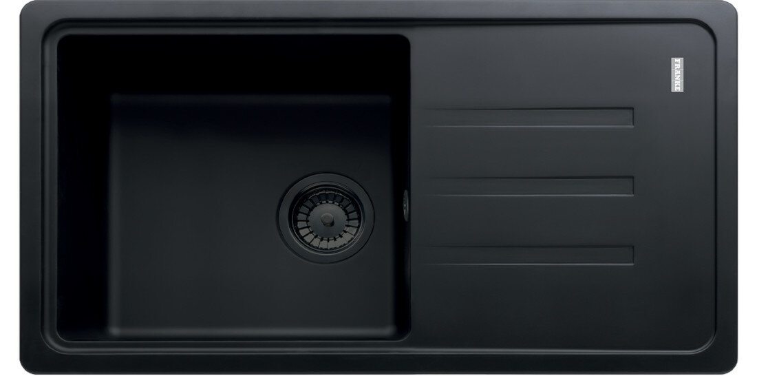 Zlewozmywak FRANKE Bliss BSG 611-78 114.0693.559 Czarny mat widok na zlew z góry odporność na plamy trwałość kwarc fragranite wytrzymałość