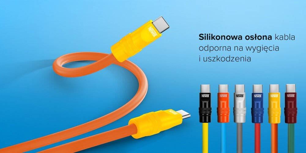 Damskie dłonie podłączają telefon  kablem Newell USB-C - USB-C 100 W, 1,5m do ładowarki.