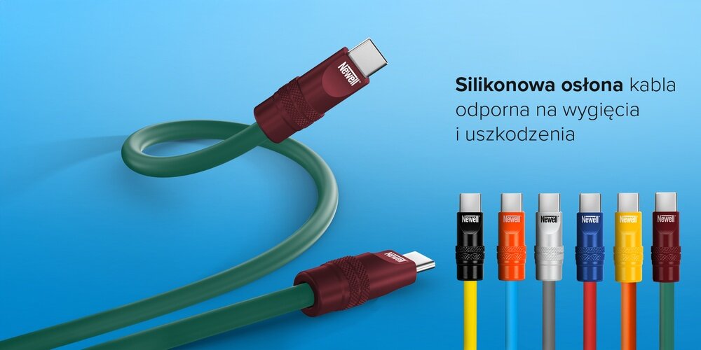 Damskie dłonie podłączają telefon  kablem Newell USB-C - USB-C 100 W, 1,5m do ładowarki.