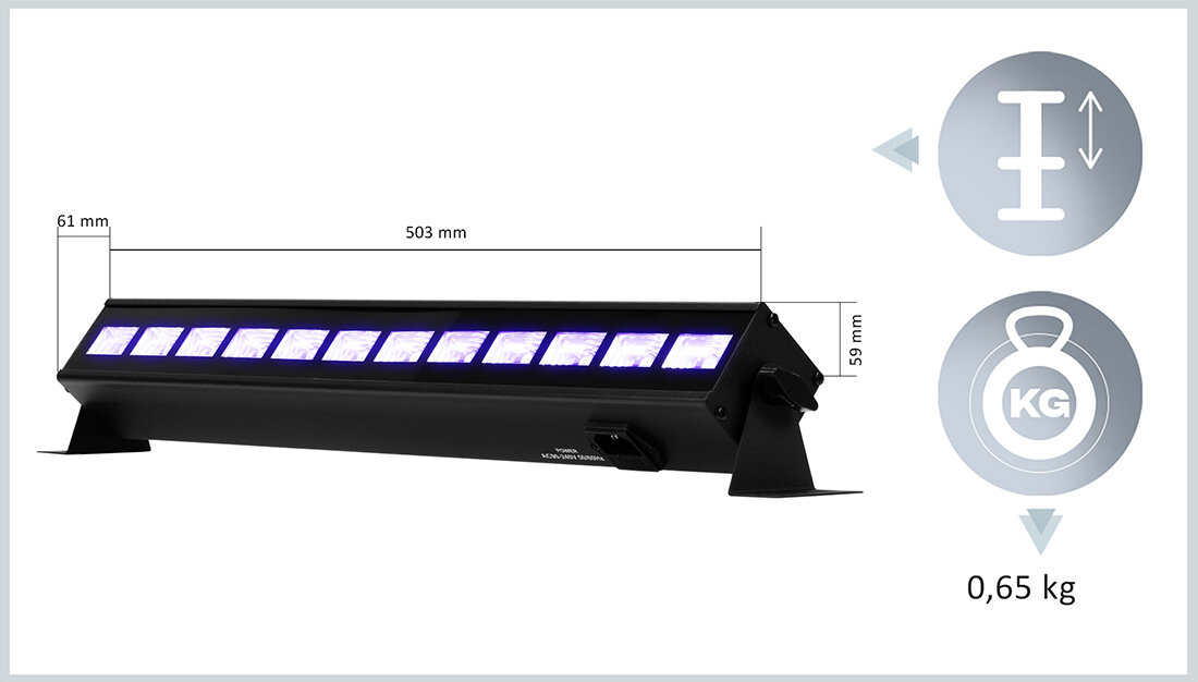 Belka LED MUSICMATE LGH36 UV PartyPulse - Sterowanie dla każdego, dmx