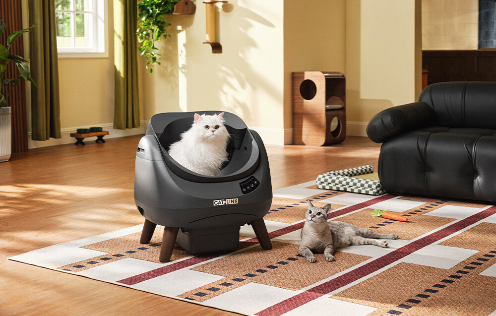 Inteligentna kuweta dla kota CATLINK Open X Szara wygląd design prezentacja wizualizacja Czysta kuweta bez wysiłku