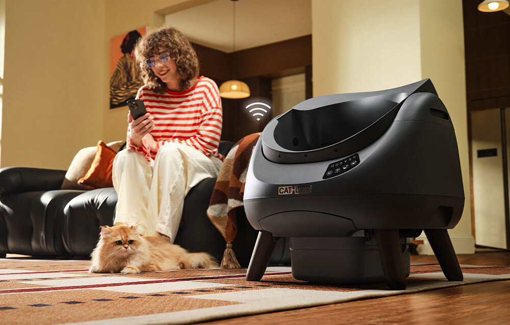 Inteligentna kuweta dla kota CATLINK Open X Szara Zdalne sterowanie Dedykowana aplikacja CATLINK Stabilne połączenie Wi-Fi 2,4 GHz i 5 GHz poczucie kontroli