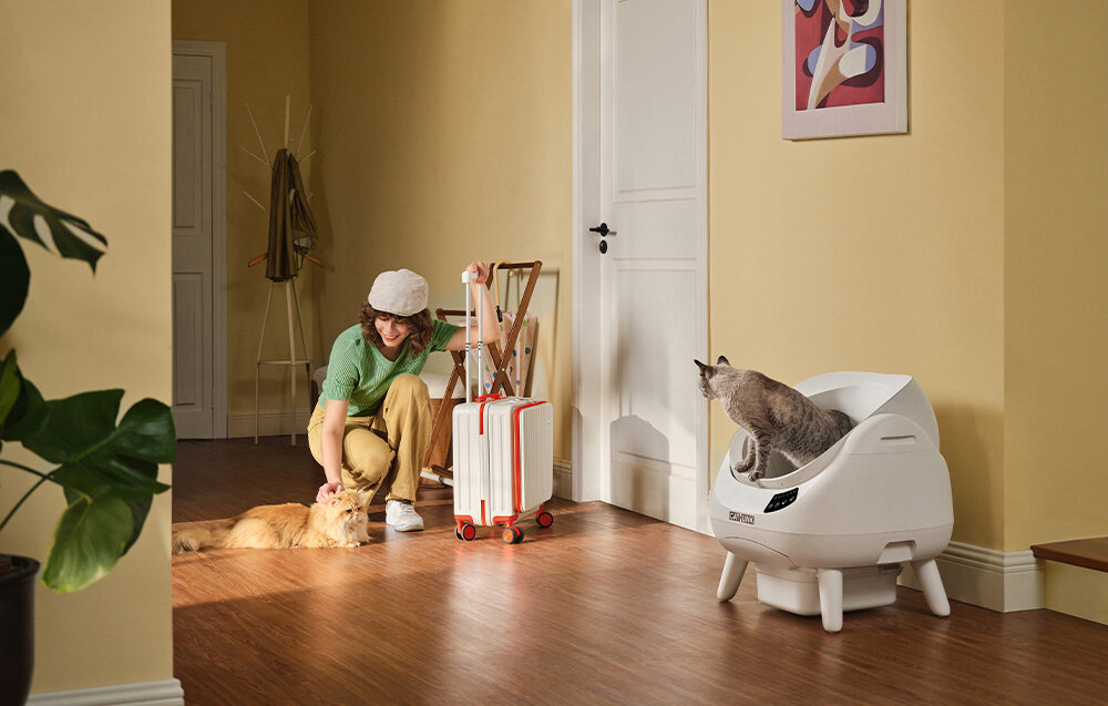 Inteligentna kuweta dla kota CATLINK Open X Biała Do 15 dni pracy Pojemny zbiornik na czysty żwirek duży pojemnik na odpady 
