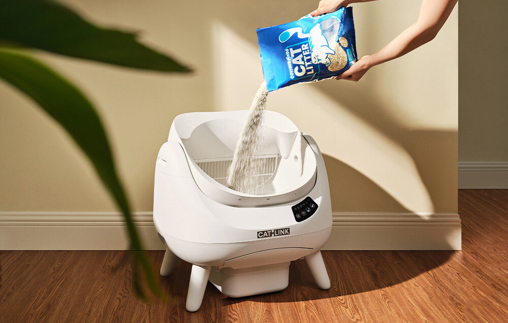 Inteligentna kuweta dla kota CATLINK Open X Biała  Obsługa różnych typów żwirku Struktura filtra dwa tryby czyszczenia stosowanie żwirku mineralnego, bentonitowego, tofu, z manioku oraz mieszanego dopasowanie preferencje
