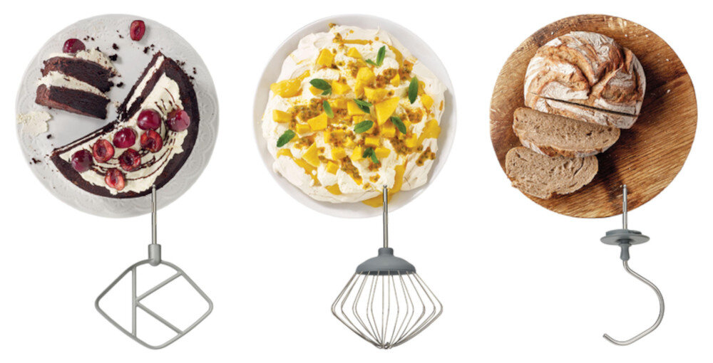 Robot kuchenny planetarny KENWOOD KHC29A.X0SI Prospero+ (1000W) z wagą, blenderem kielichowym i maszynką do mięsa 3 mieszadła Mieszadło K Trzepaczka Spiralny hak