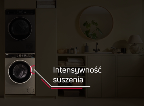 Suszarka wolnostojąca marki Amica; oznaczenie intensywności suszenia na urządzeniu