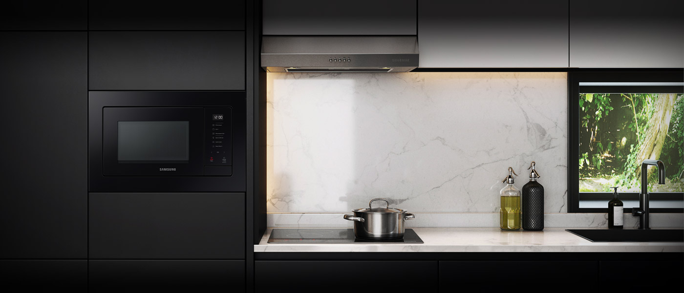 W ofercie Media Expert dostępna jest kuchenka mikrofalowa Samsung MG23A7318CK, która została przedstawiona na zdjęciu