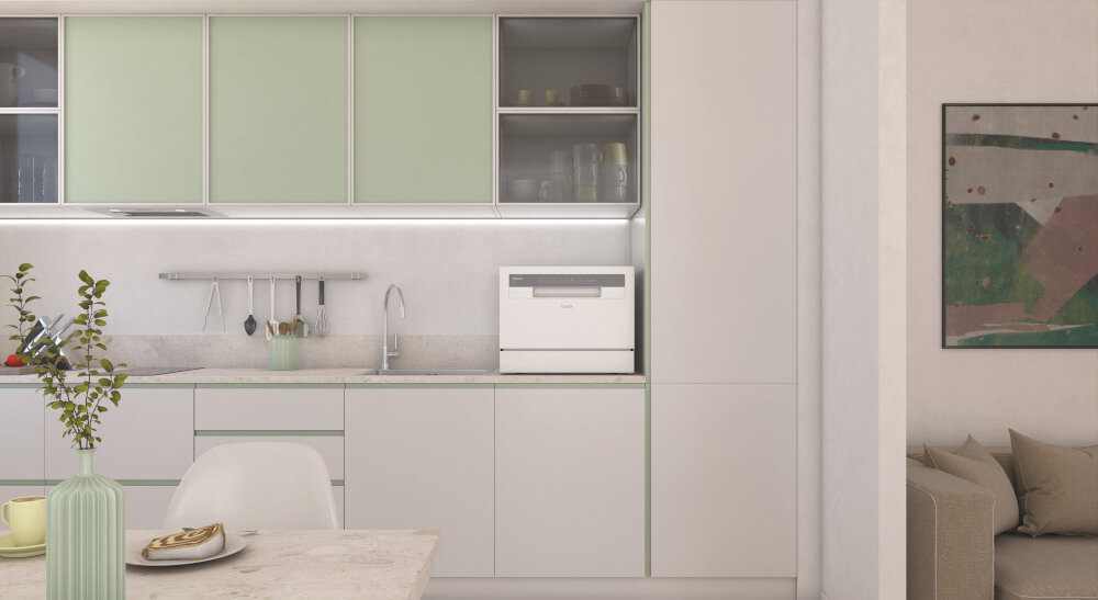 Zmywarka CANDY CP 6E51LW do małych kuchni oszczędność miejsca kompaktowe urządzenie wymiary 44,3 cm x 55 cm x 50 cm