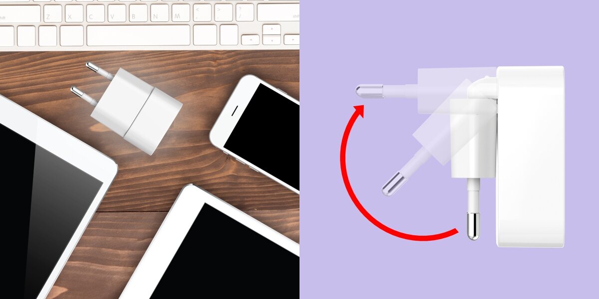 Ładowarka sieciowa HAMA składana GaN PD/QC 40W - Kompaktowa forma do podróży, Składana wtyczka, zakres napięcia 100–240 V, ładowarka leżąca na blacie obok tabletów oraz smartfona